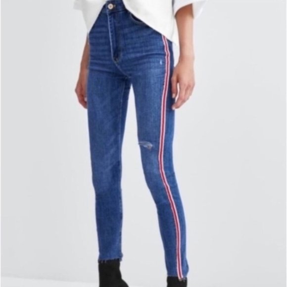 Zara Side Stripe Detail Denim Jeans
